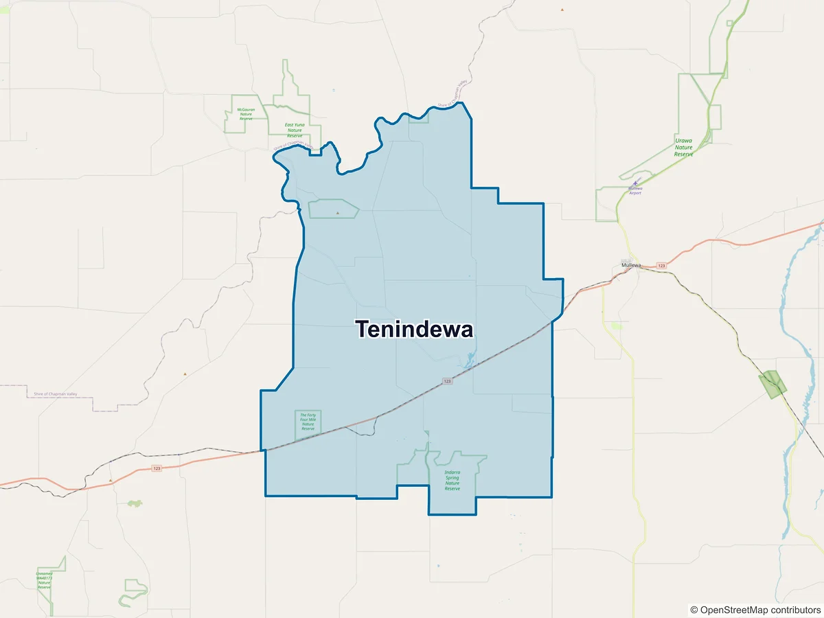Map of Tenindewa, WA, Australia