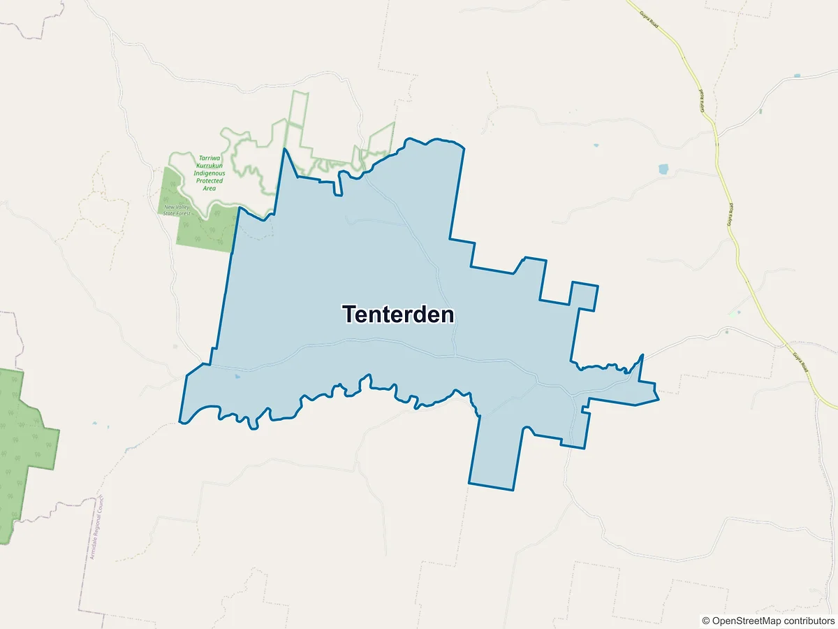 Map of Tenterden, NSW, Australia