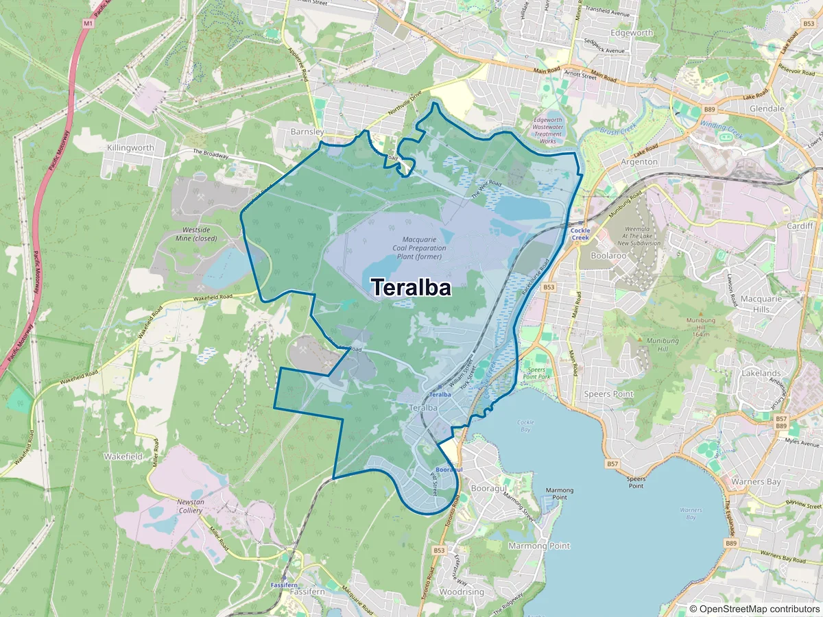Map of Teralba, NSW, Australia