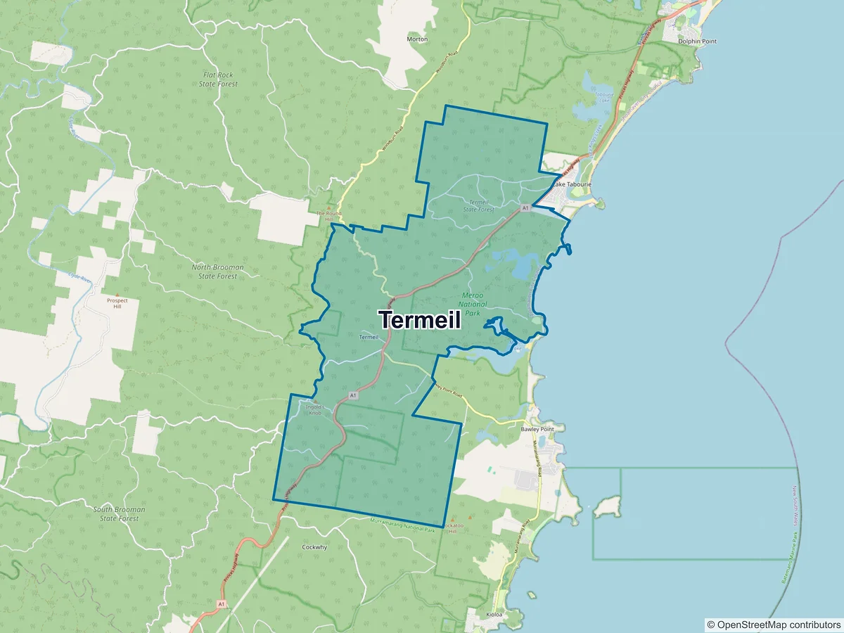 Map of Termeil, NSW, Australia