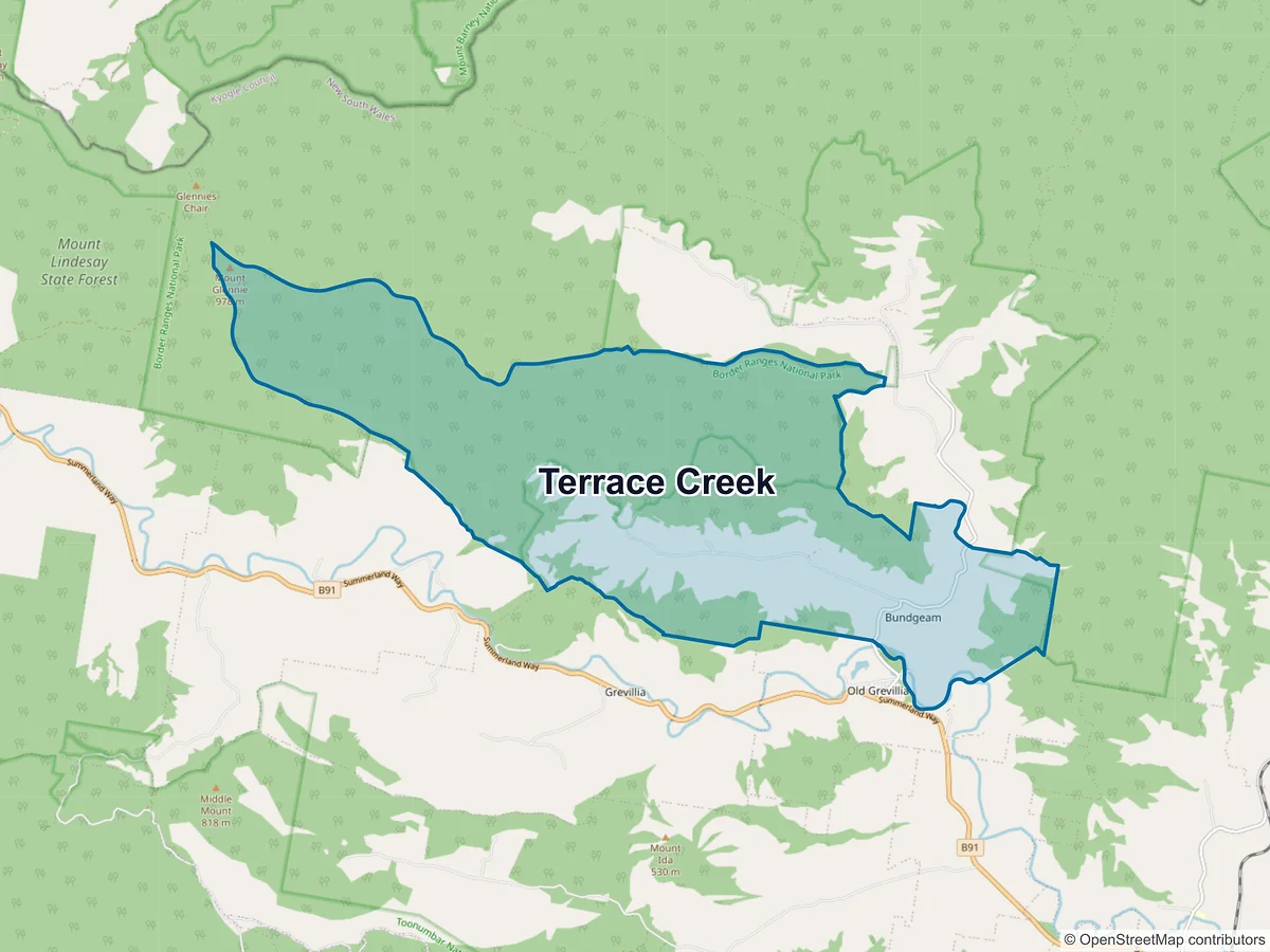 Map of Terrace Creek, NSW, Australia