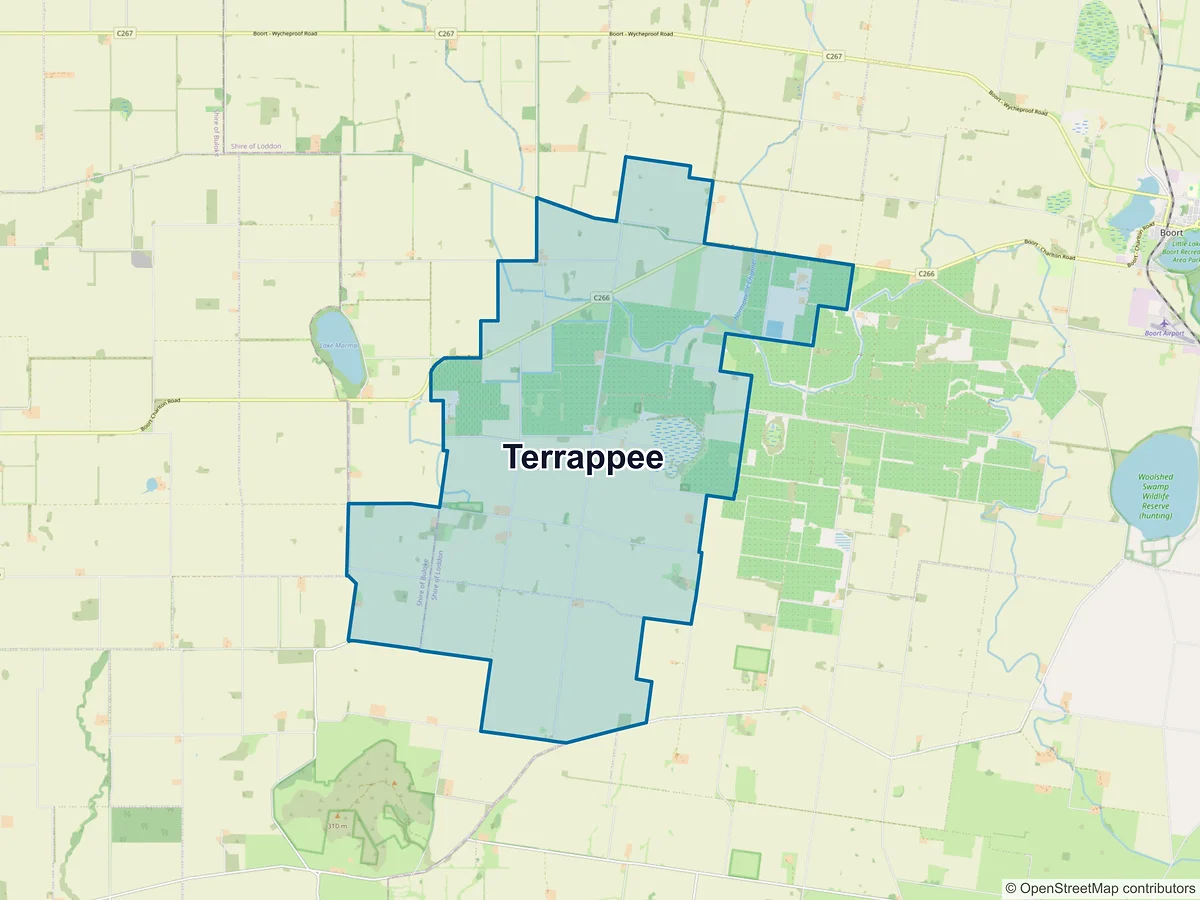 Map of Terrappee, VIC, Australia