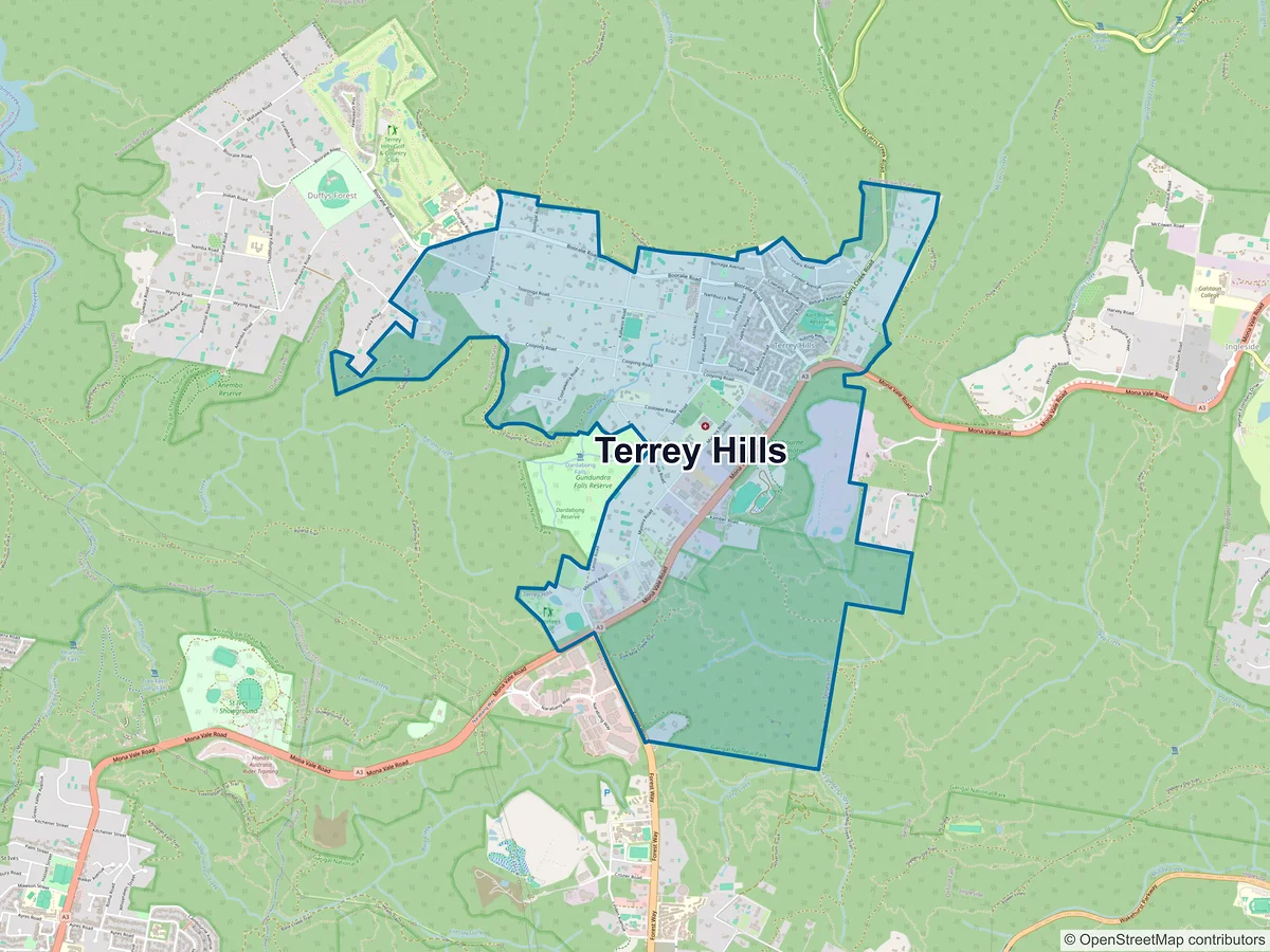 Map of Terrey Hills, NSW, Australia