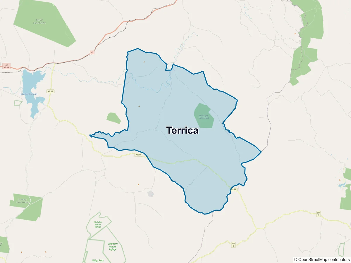 Map of Terrica, QLD, Australia