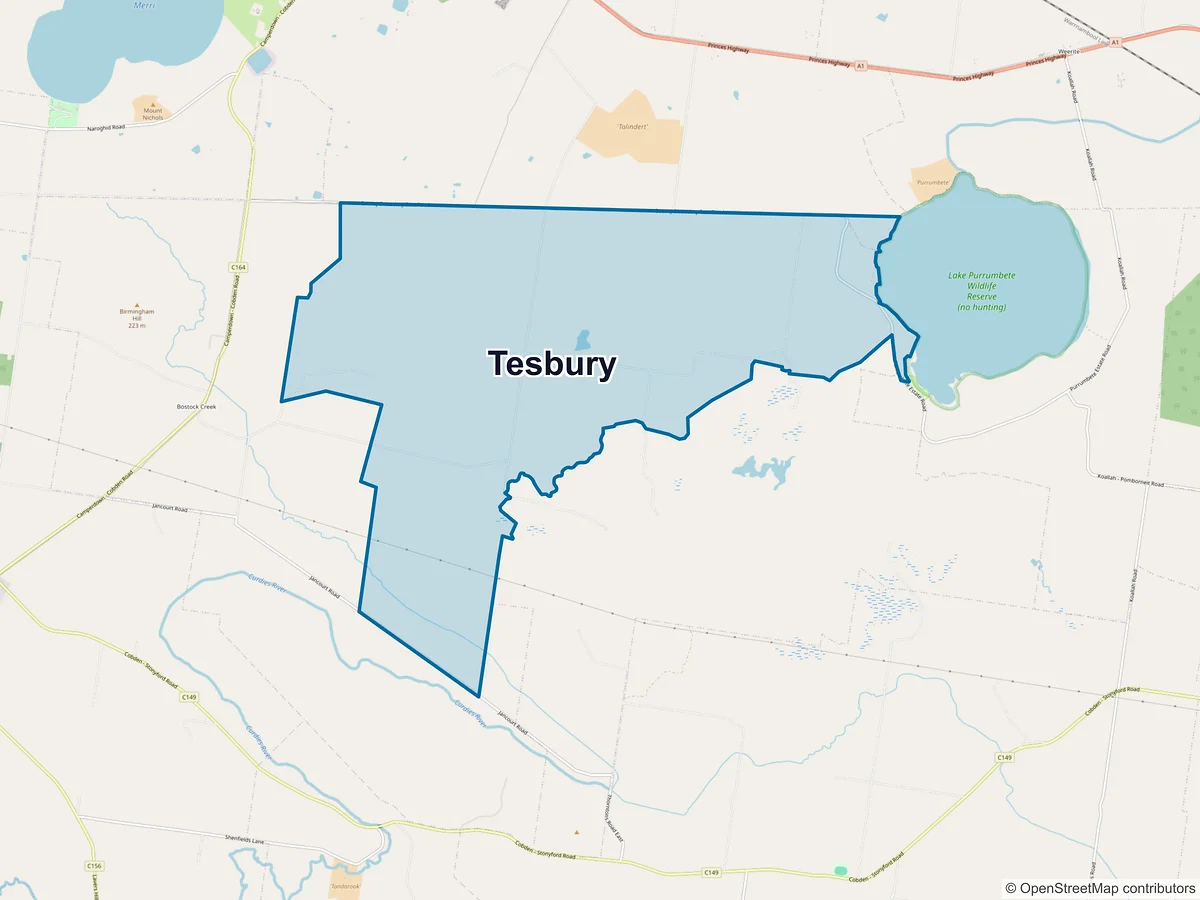 Map of Tesbury, VIC, Australia