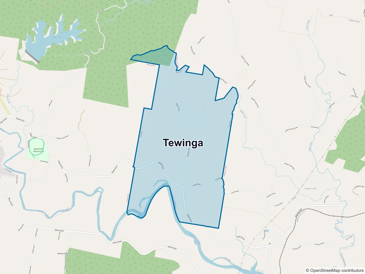 Map of Tewinga, NSW, Australia