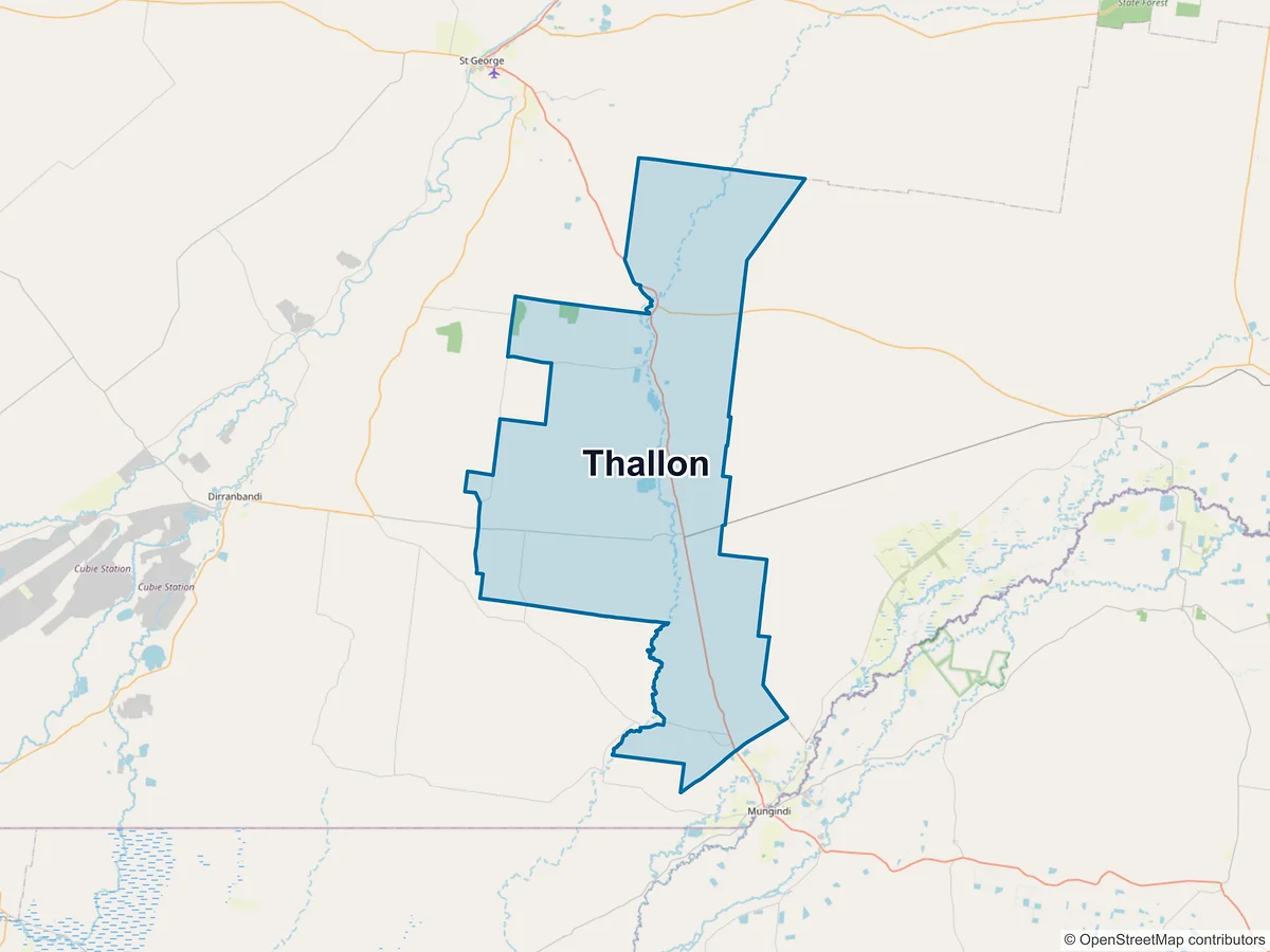 Map of Thallon, QLD, Australia