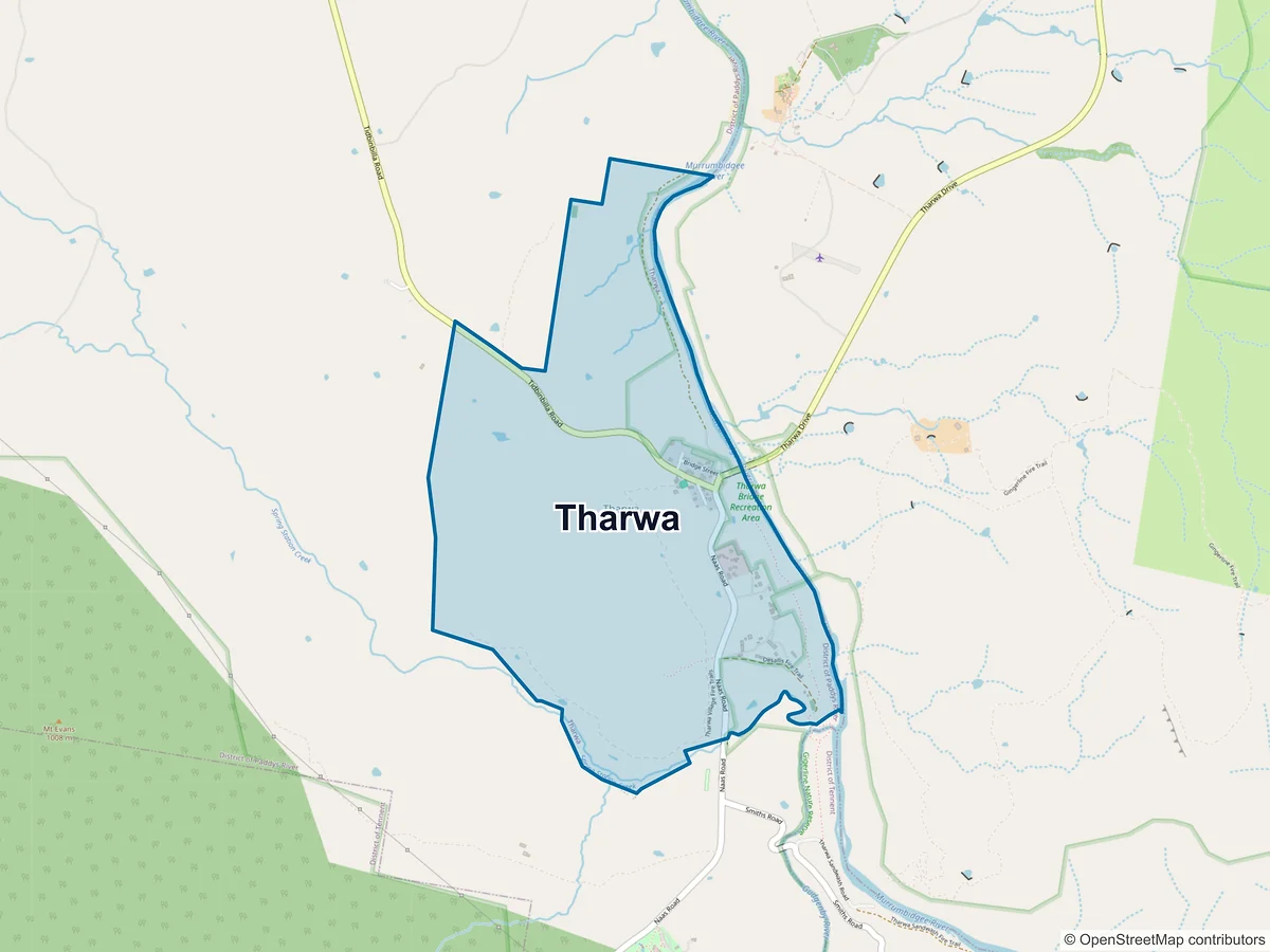 Map of Tharwa, ACT, Australia