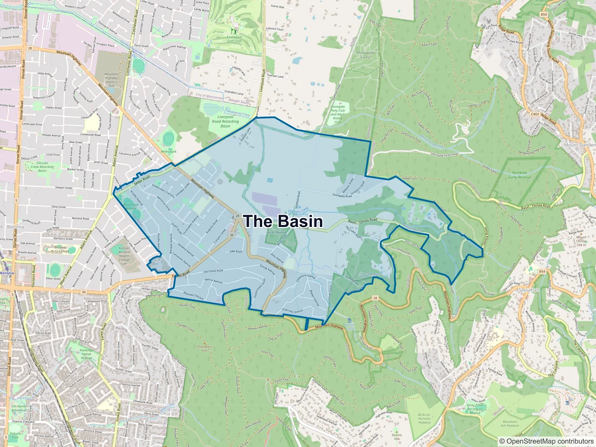 Map of The Basin, VIC, Australia