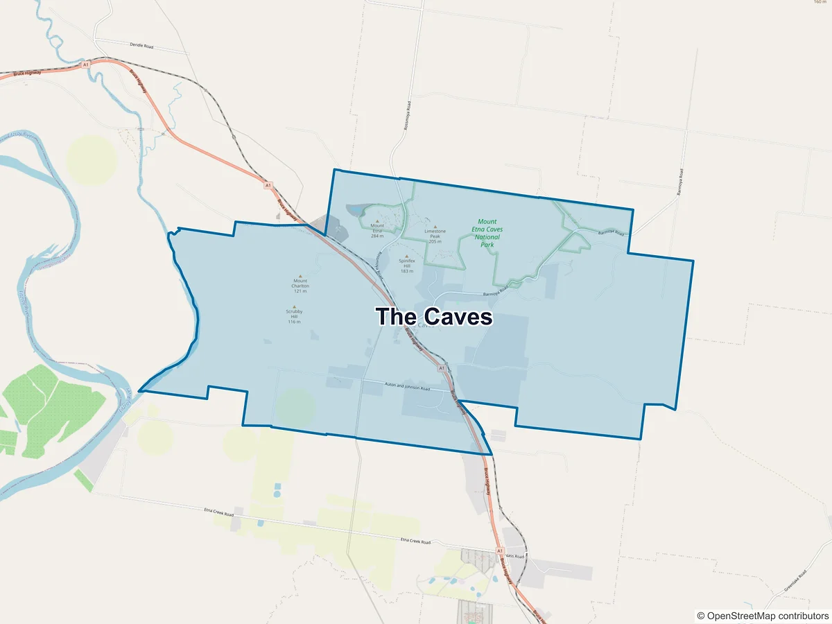 Map of The Caves, QLD, Australia