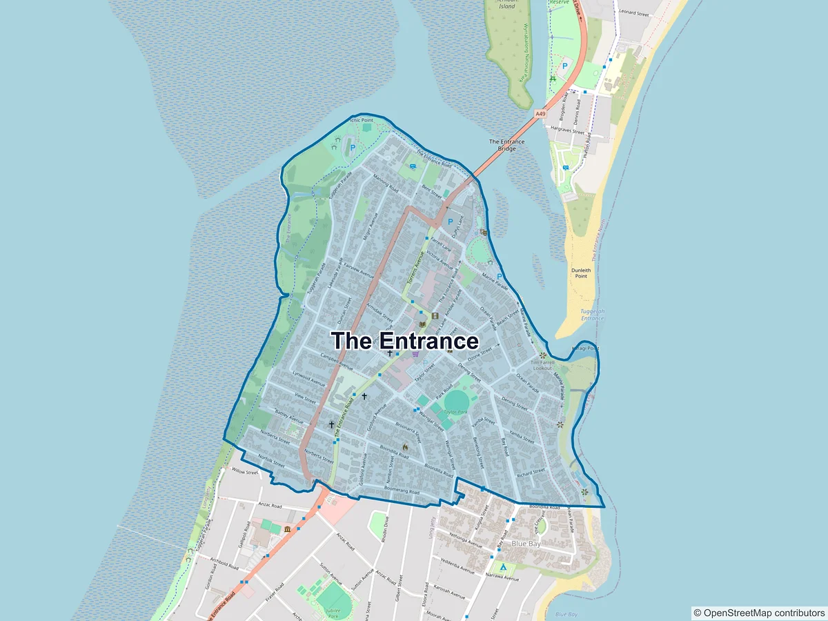 Map of The Entrance, NSW, Australia