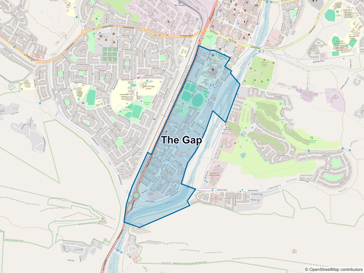Map of The Gap, NT, Australia