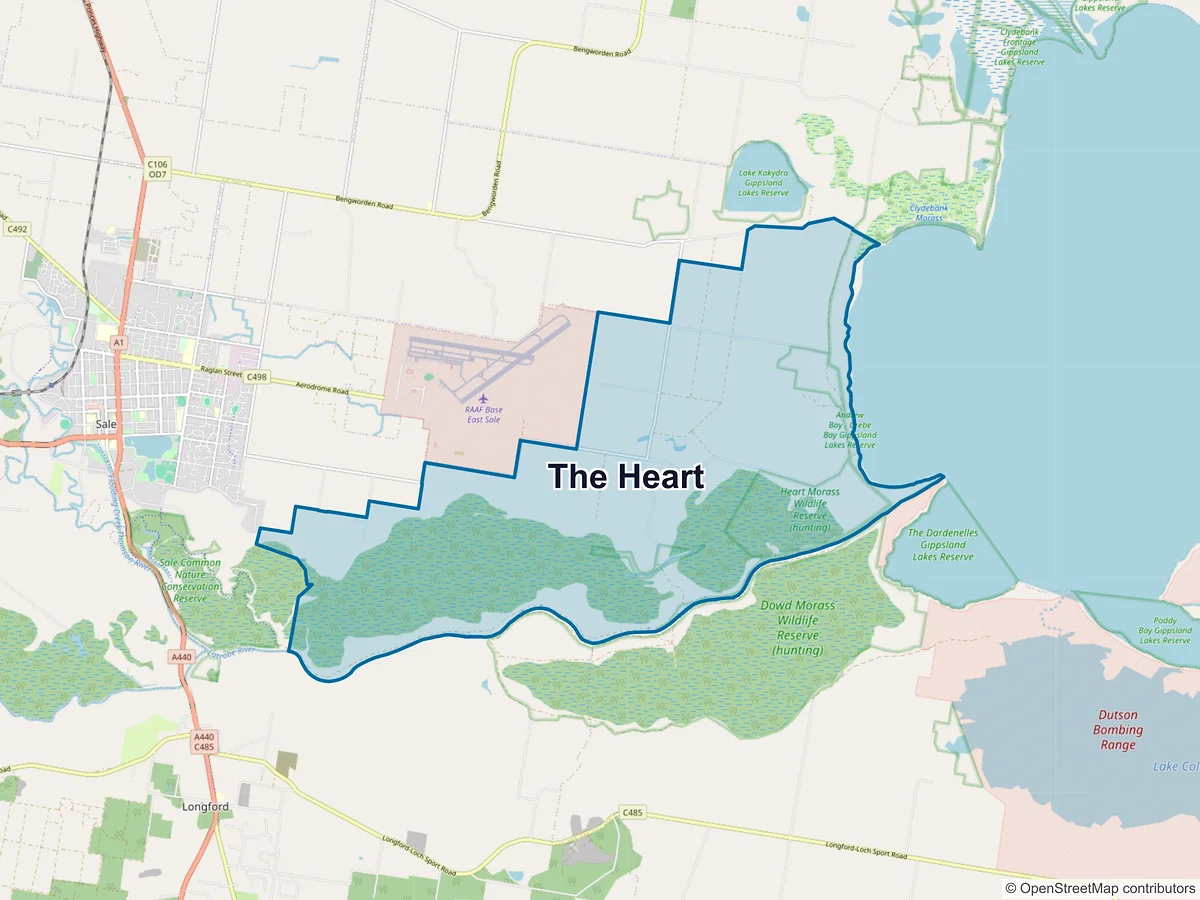 Map of The Heart, VIC, Australia
