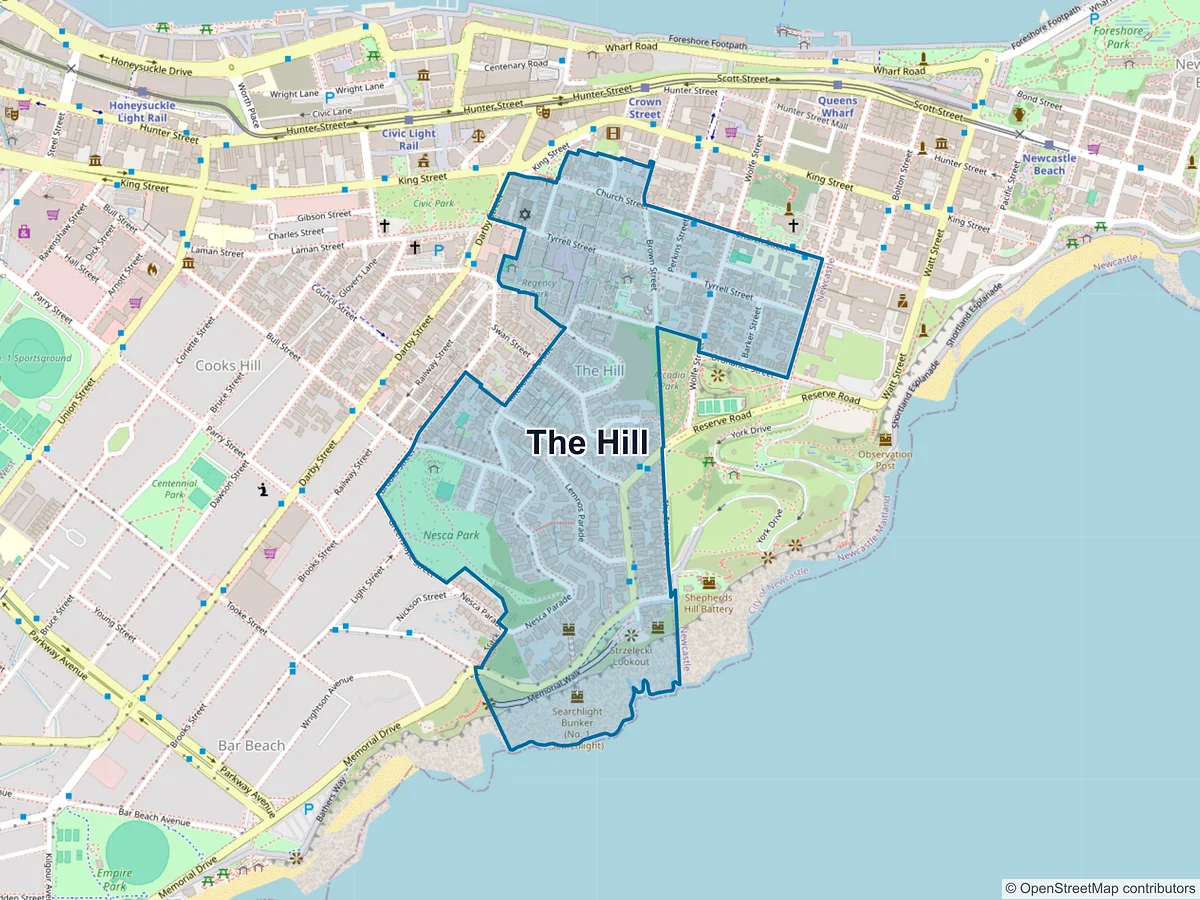 Map of The Hill, NSW, Australia