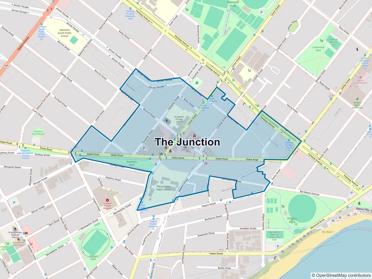 Map of The Junction, NSW, Australia