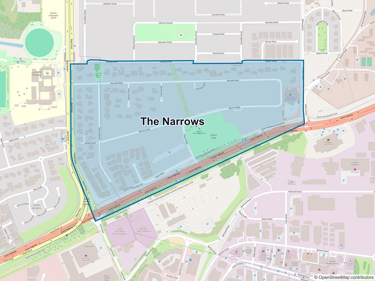 Map of The Narrows, NT, Australia