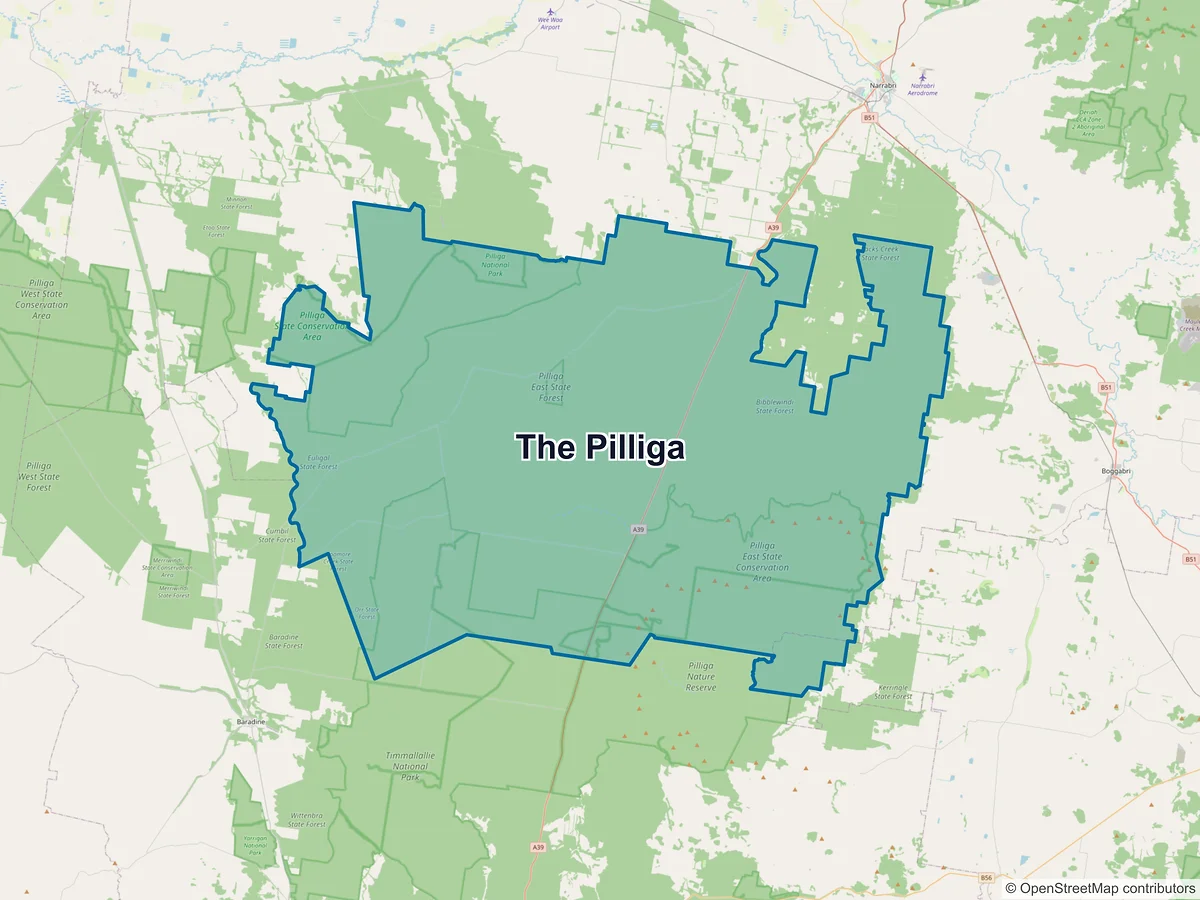 Map of The Pilliga, NSW, Australia