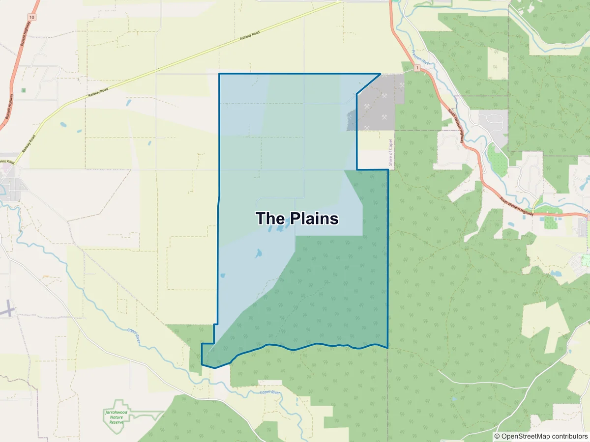 Map of The Plains, WA, Australia