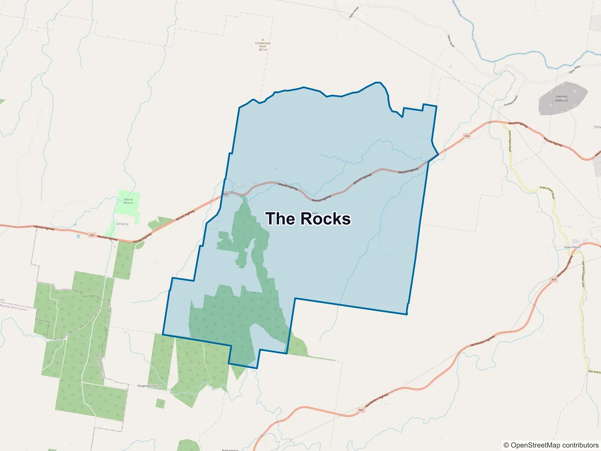 Map of The Rocks, NSW, Australia