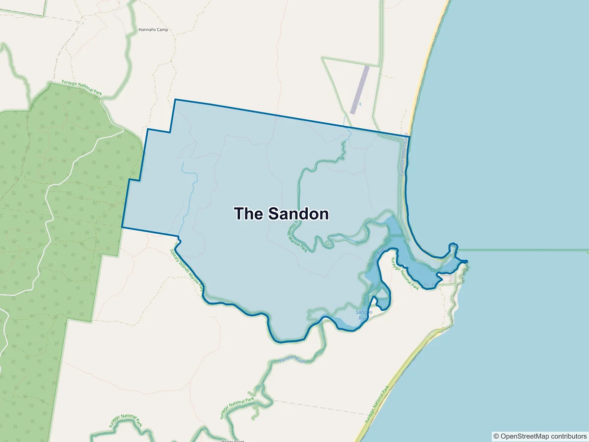 Map of The Sandon, NSW, Australia