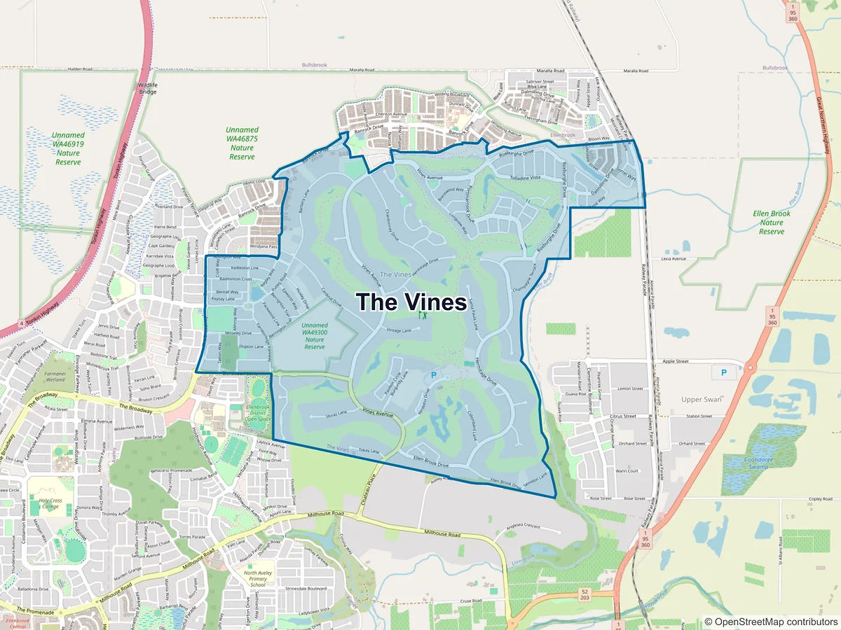 Map of The Vines, WA, Australia