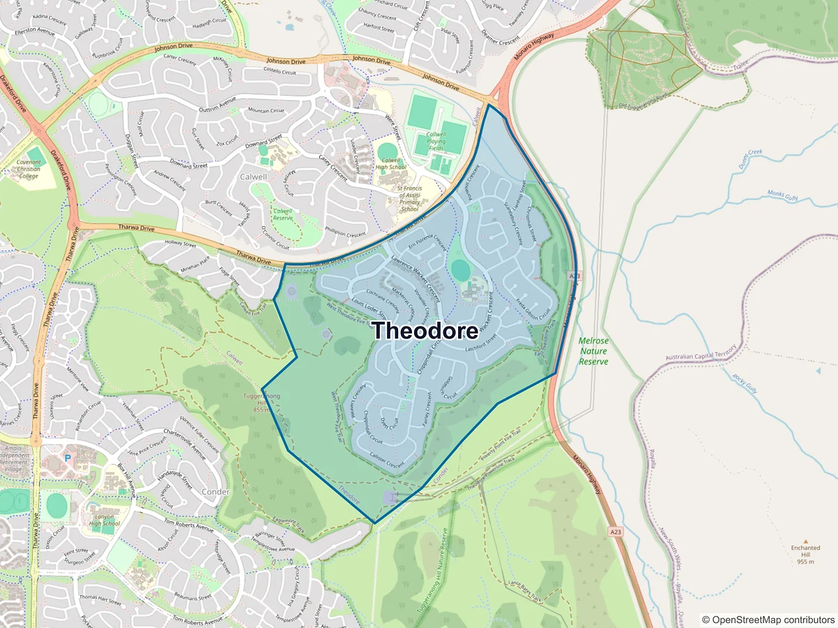 Map of Theodore, ACT, Australia