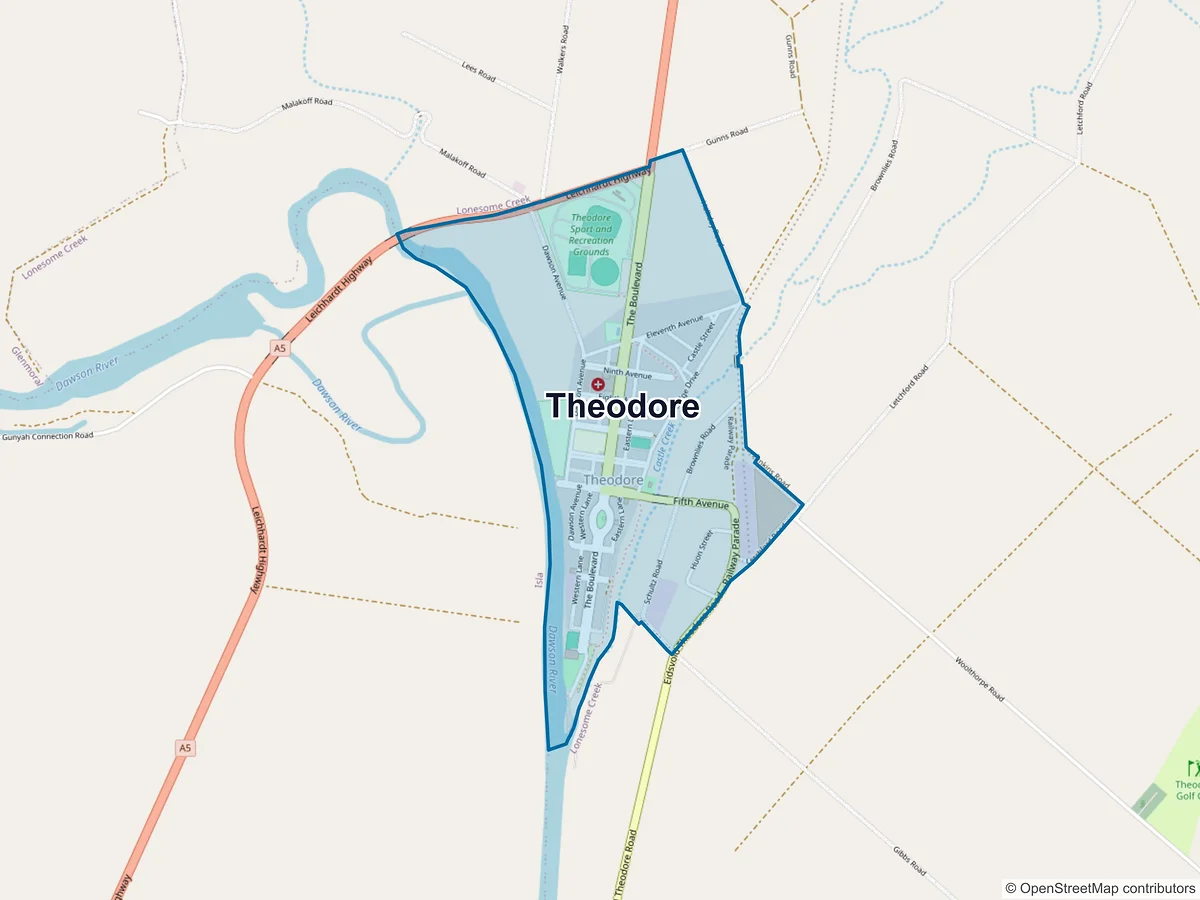 Map of Theodore, QLD, Australia