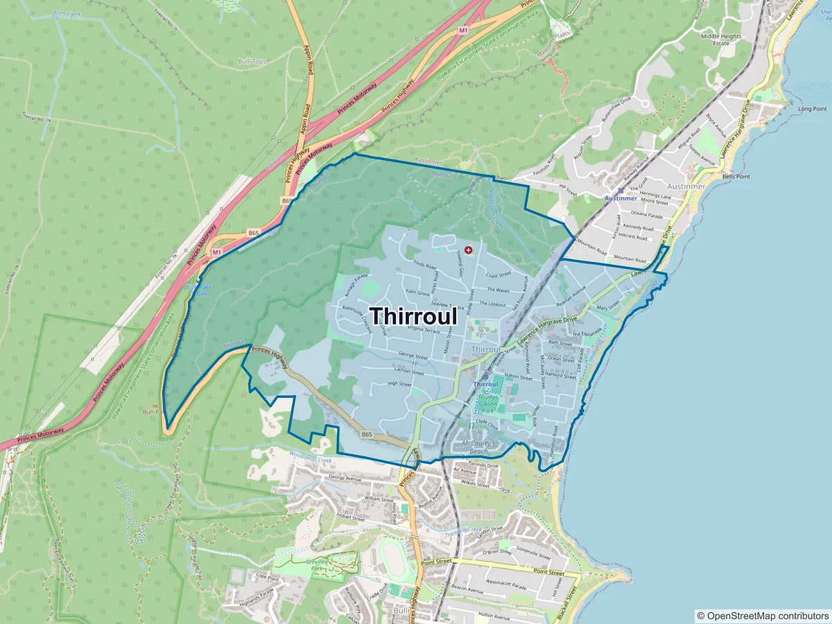 Map of Thirroul, NSW, Australia