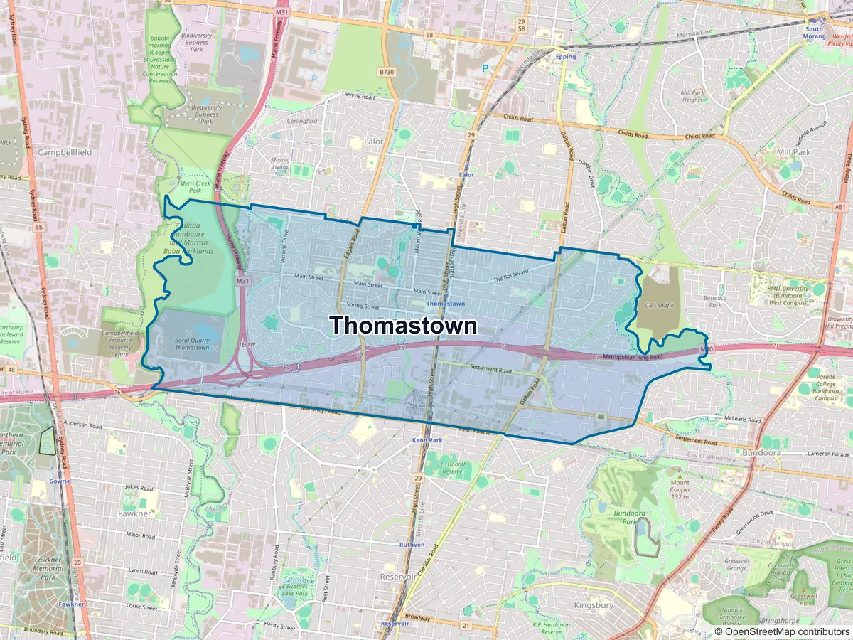 Map of Thomastown, VIC, Australia