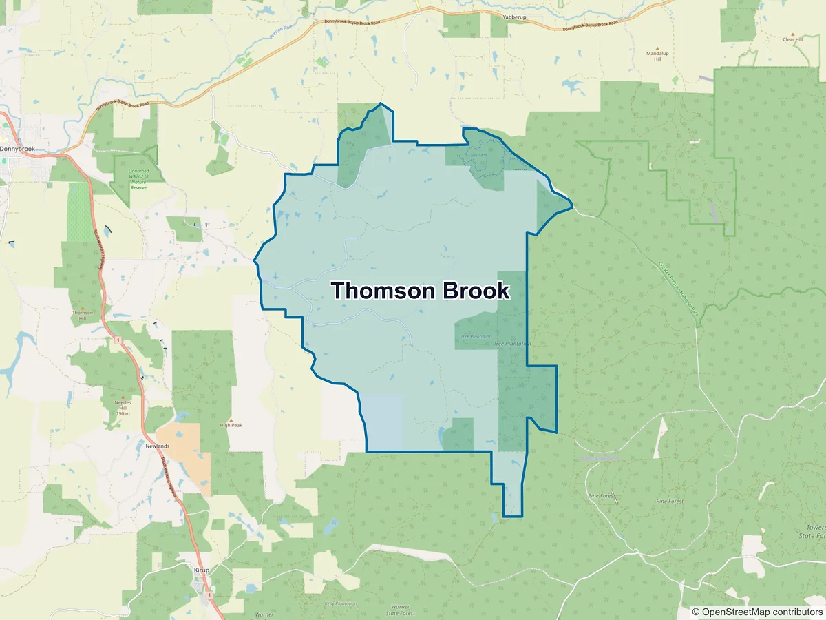Map of Thomson Brook, WA, Australia