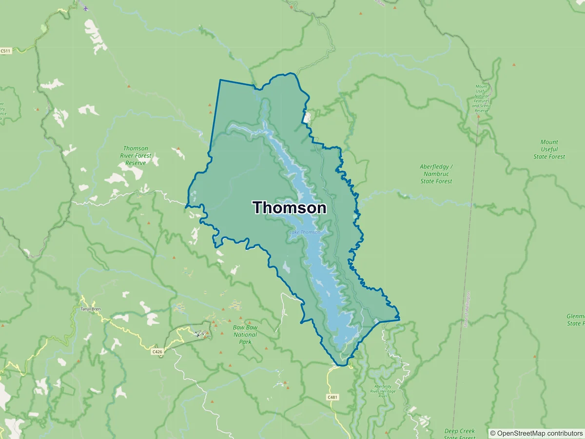 Map of Thomson, VIC, Australia