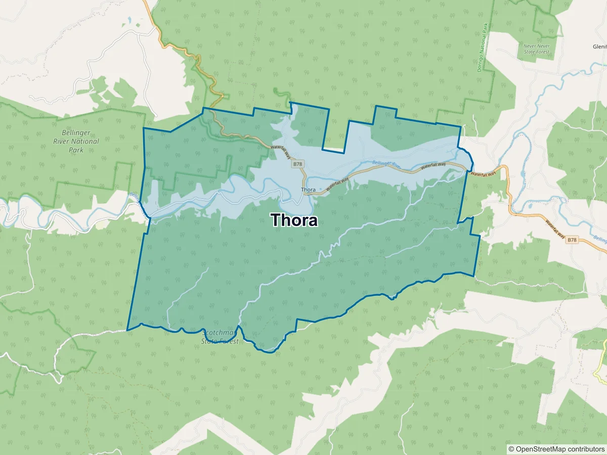 Map of Thora, NSW, Australia