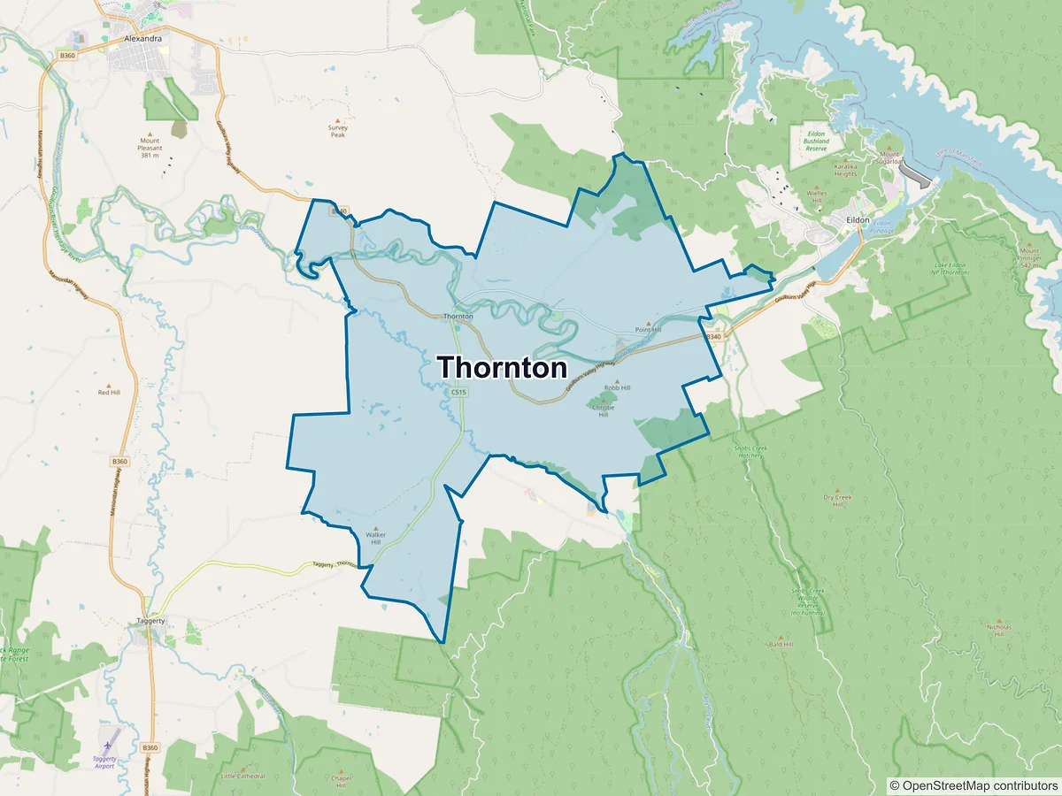 Map of Thornton, VIC, Australia