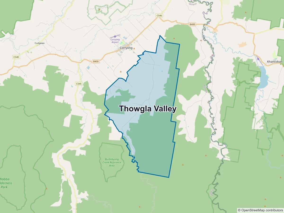 Map of Thowgla Valley, VIC, Australia