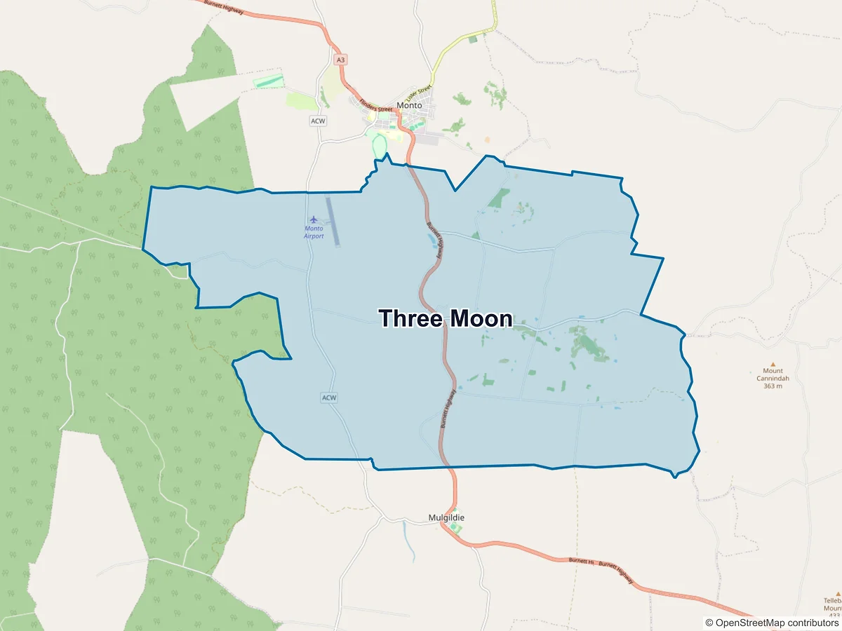 Map of Three Moon, QLD, Australia