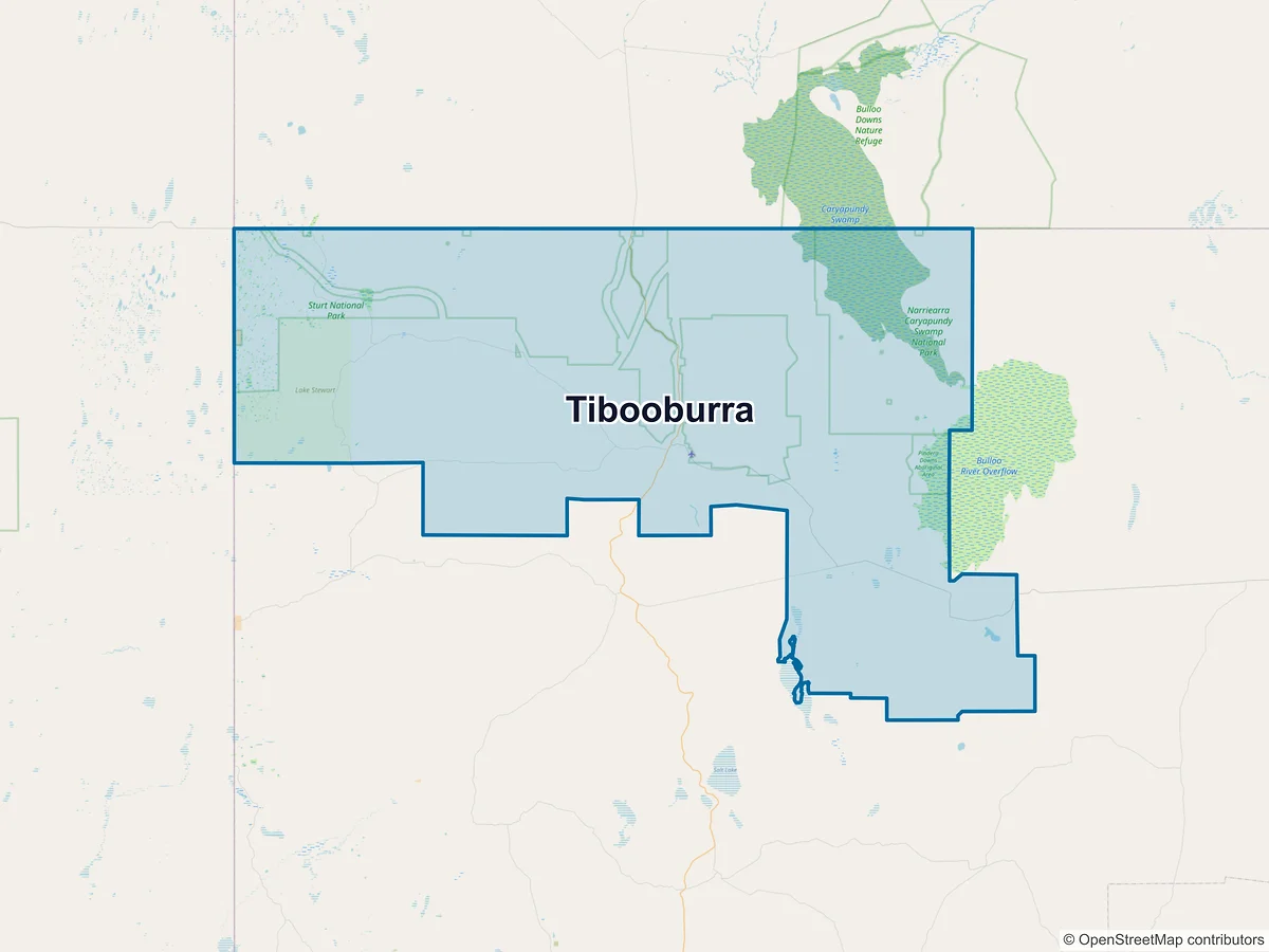 Map of Tibooburra, NSW, Australia