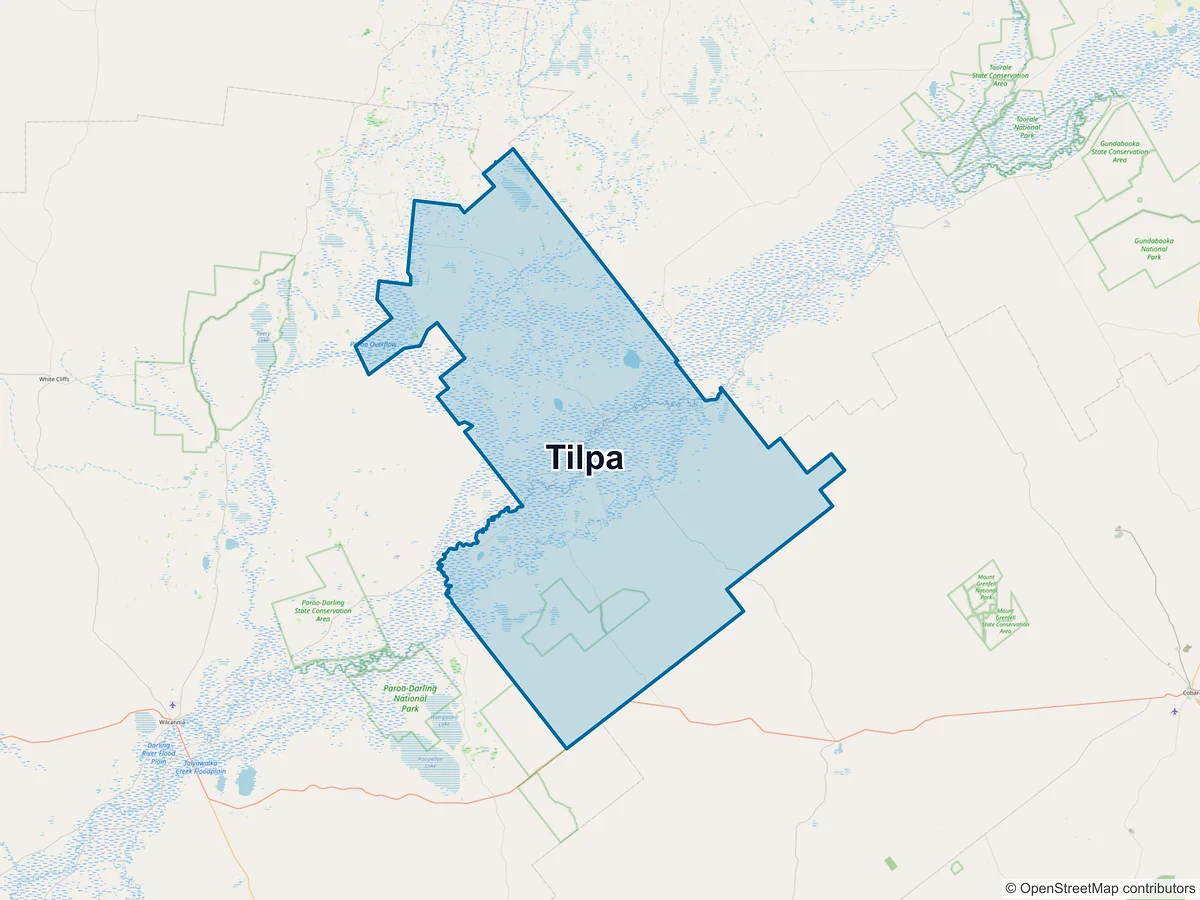 Map of Tilpa, NSW, Australia