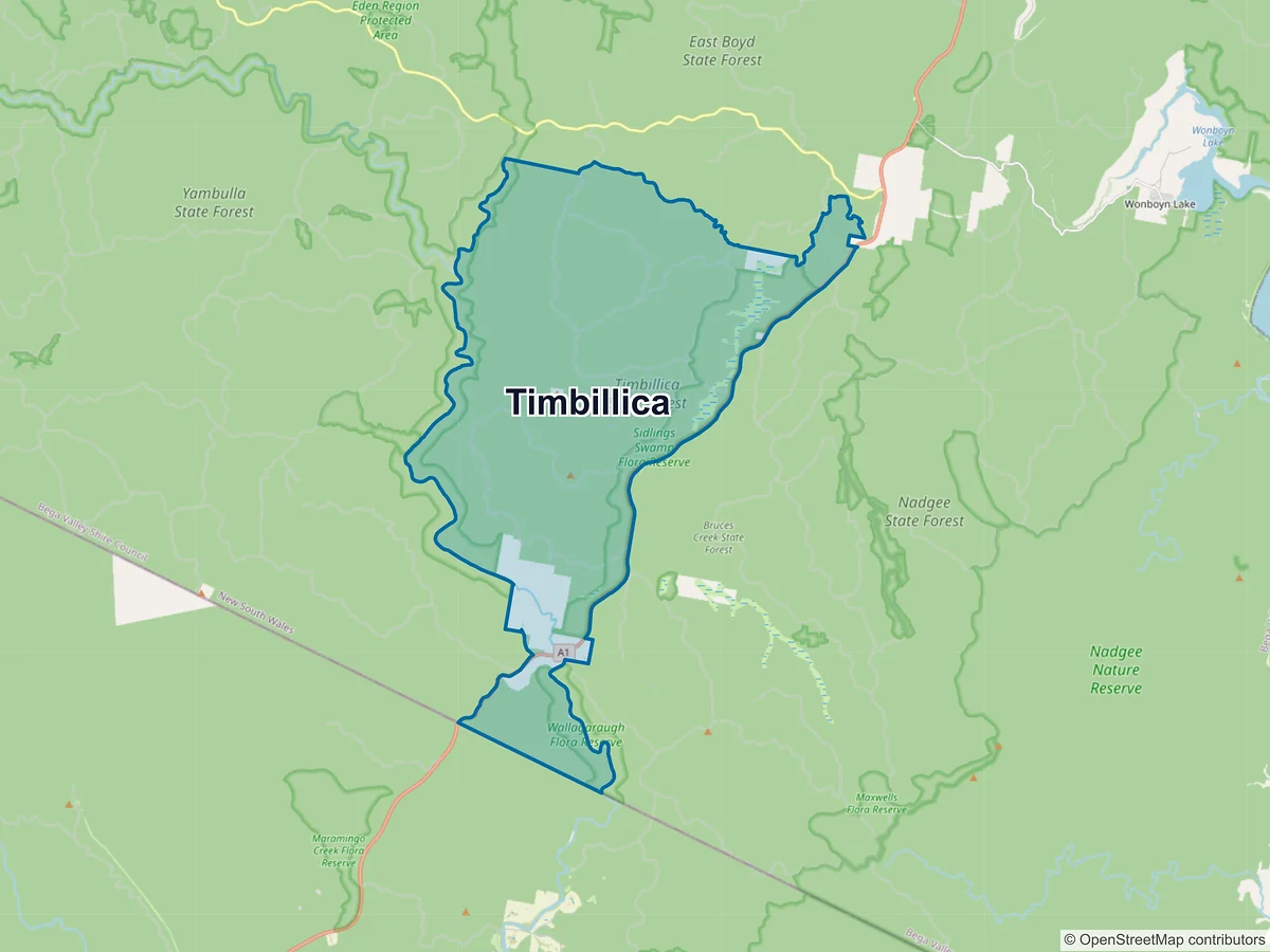 Map of Timbillica, NSW, Australia