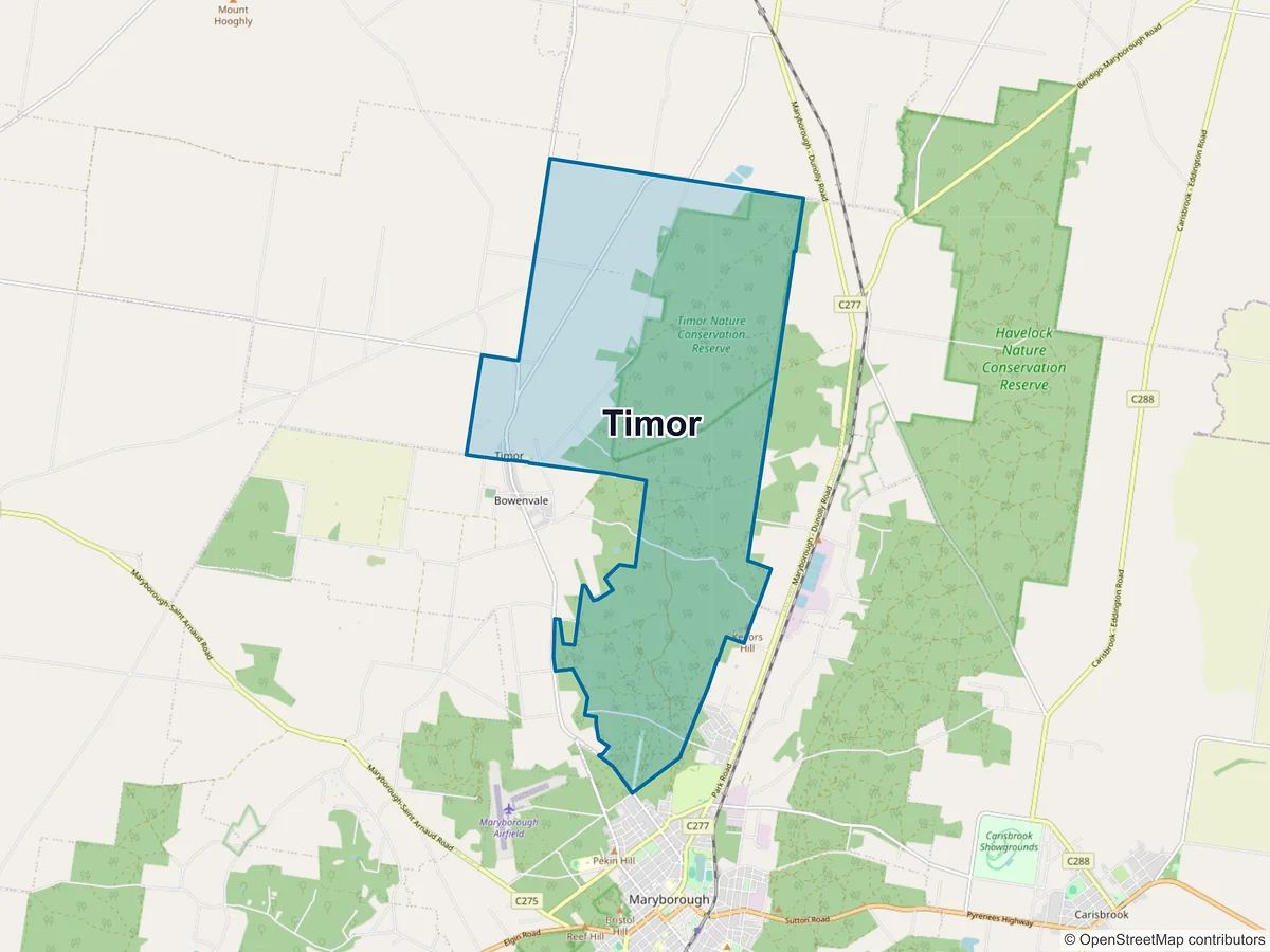 Map of Timor, VIC, Australia