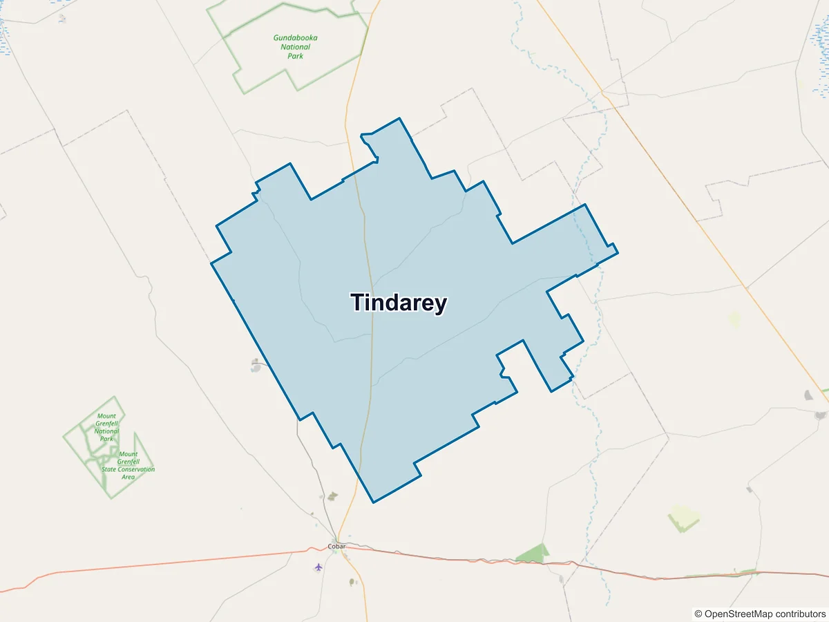 Map of Tindarey, NSW, Australia