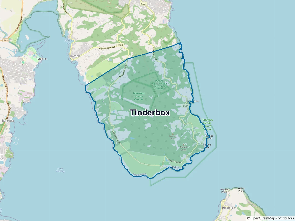 Map of Tinderbox, TAS, Australia