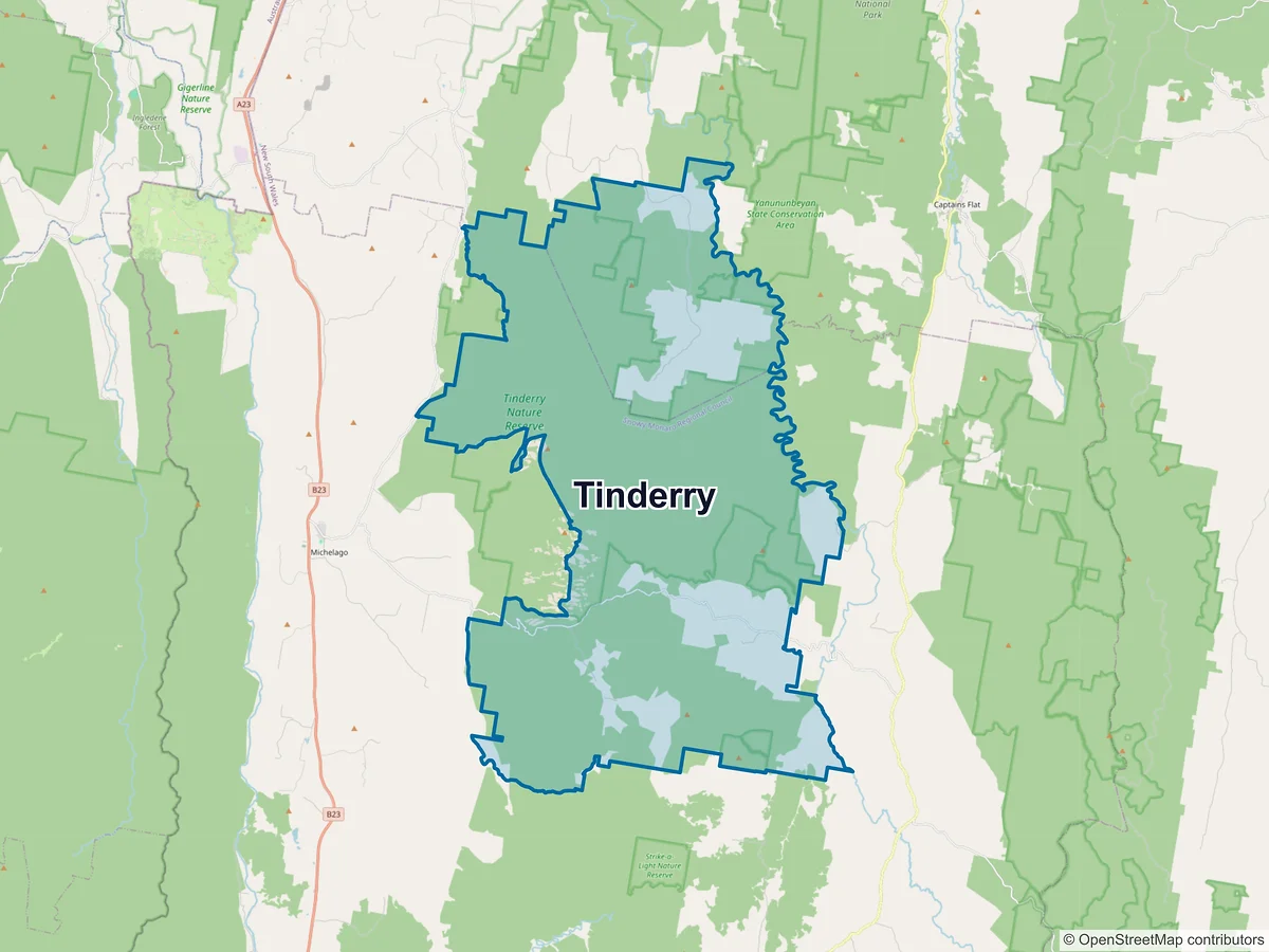 Map of Tinderry, NSW, Australia