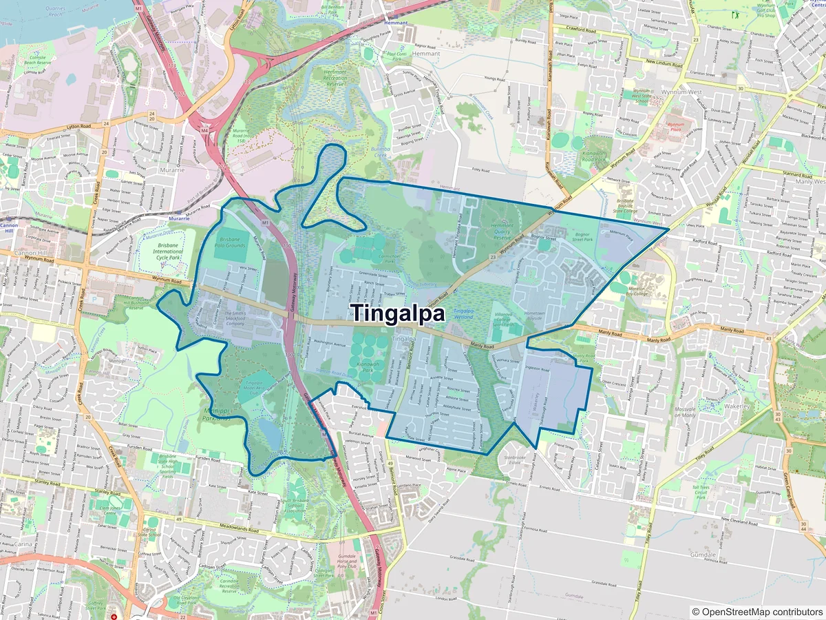 Map of Tingalpa, QLD, Australia
