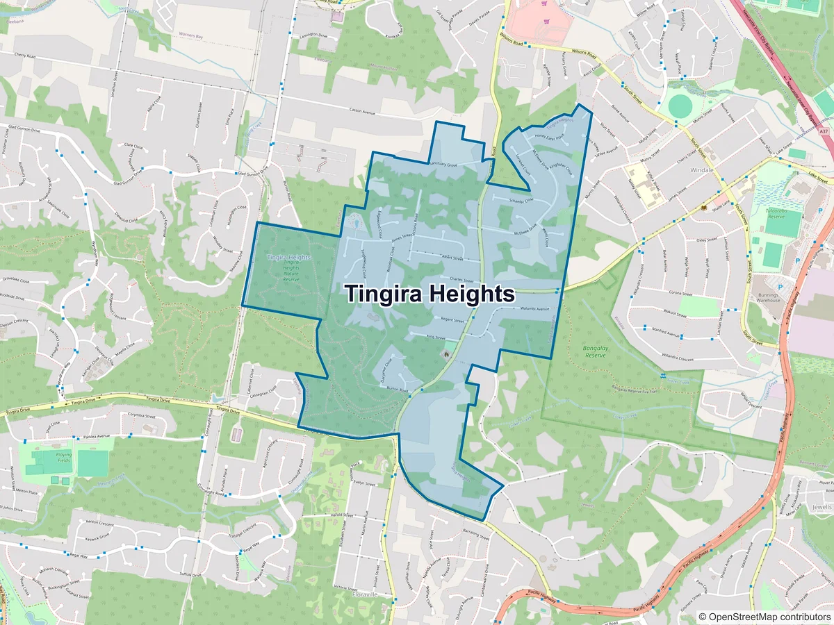 Map of Tingira Heights, NSW, Australia