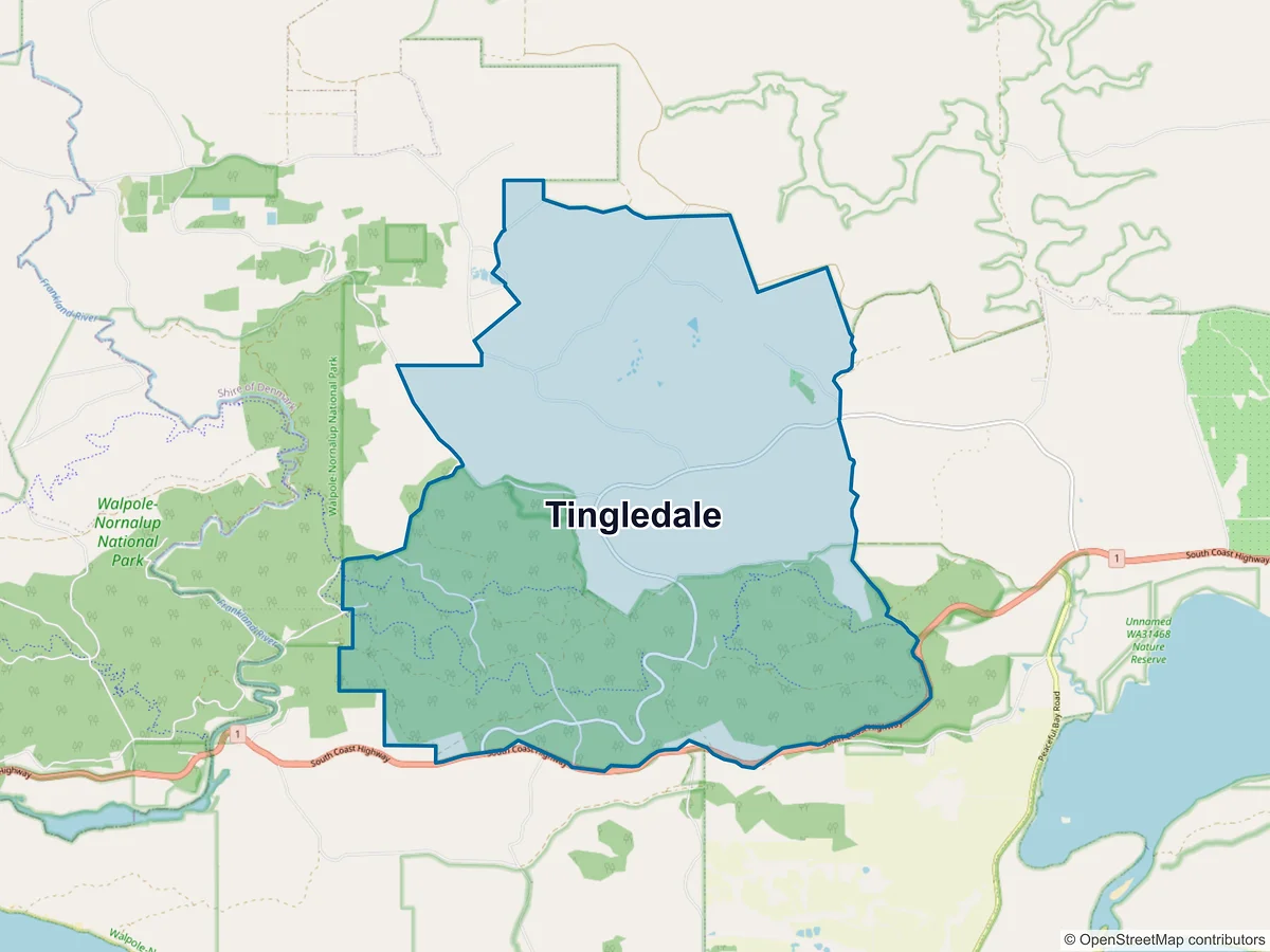 Map of Tingledale, WA, Australia