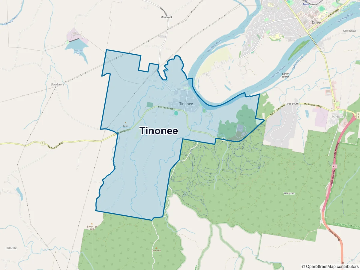Map of Tinonee, NSW, Australia