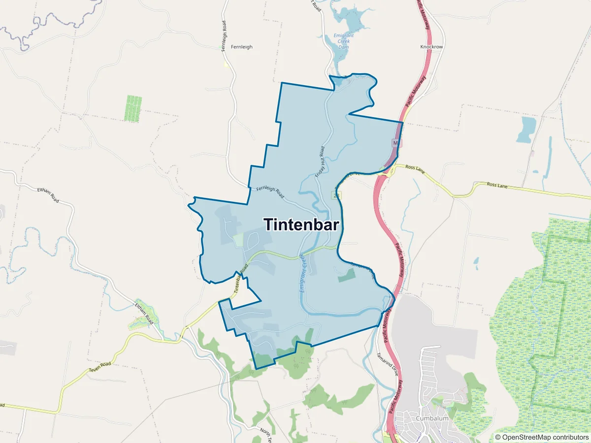 Map of Tintenbar, NSW, Australia