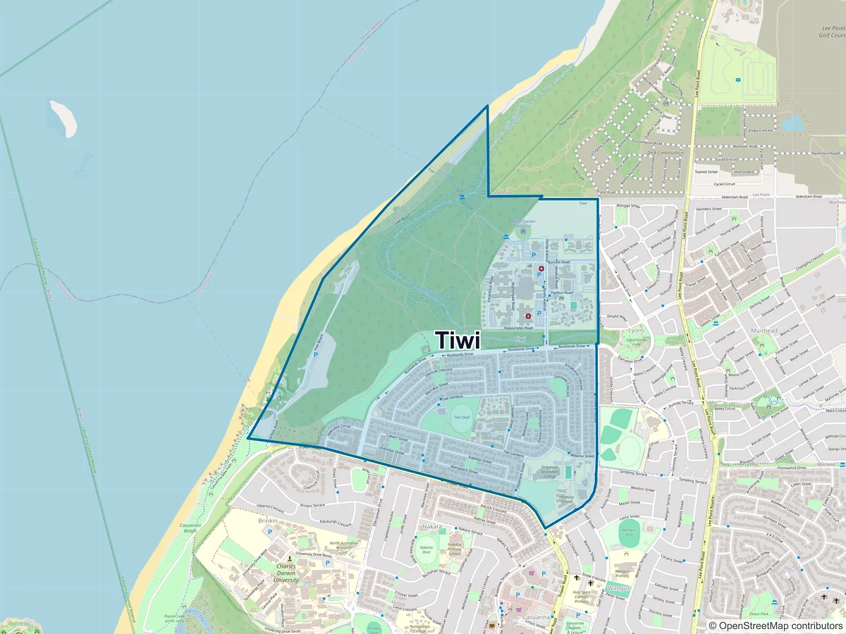 Map of Tiwi, NT, Australia