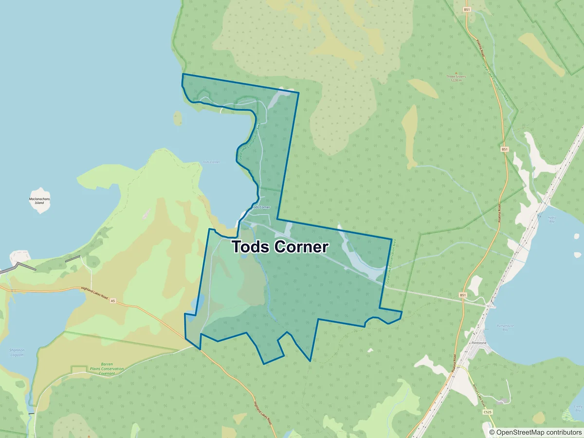 Map of Tods Corner, TAS, Australia