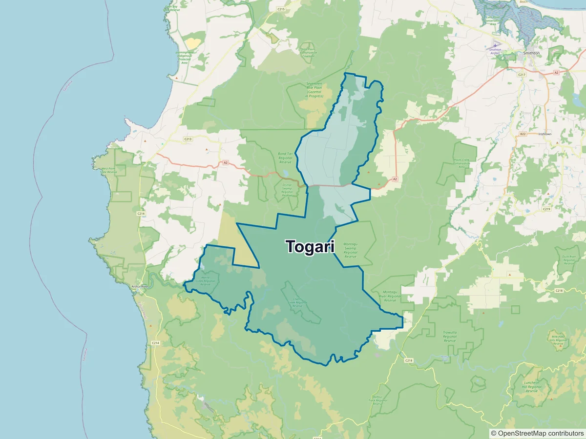 Map of Togari, TAS, Australia